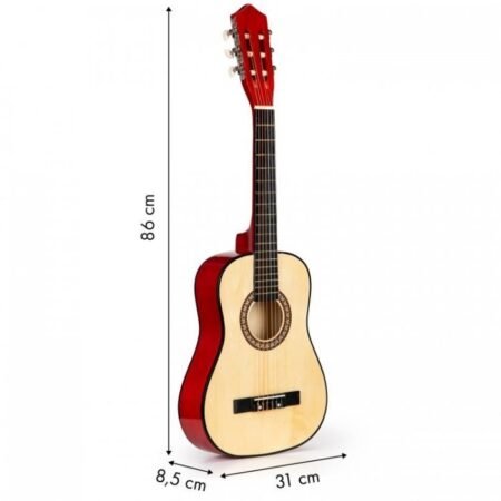 Chitară din lemn pentru copii cu 6 corzi Ecotoys HX18026-34, 86 X 31 cm - Roșu