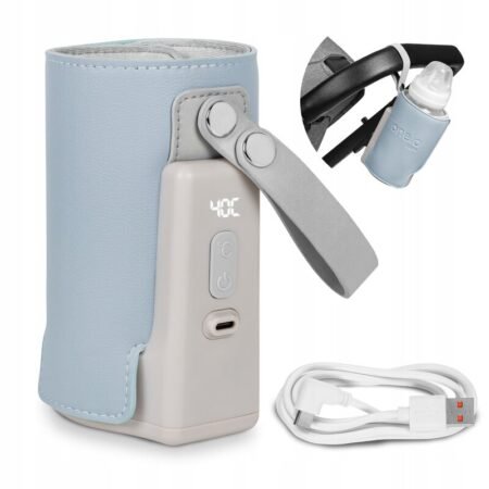 Încălzitor biberoane elegant, portabil, temperatura constantă 24 h, încărcare USB, Lionelo, ThermUp Go Plus, Albastru deschis