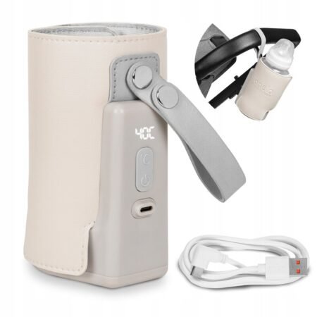 Încălzitor biberoane elegant, portabil, temperatura constantă 24 h, încărcare USB, Lionelo, ThermUp Go Plus, Bej