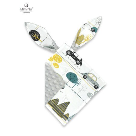 Jucărie textilă senzorială cu 2 fețe, 30 x 30 cm, Minky și bumbac, Minky Childrens Journey Grey